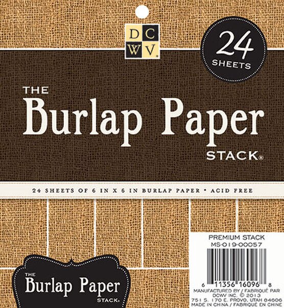 DCWV 24 Sheet 6" x 6" Burlap Paper Pack