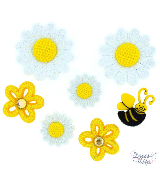 Dress It Up 6ct Creative Daisies & Bees Novelty Buttons