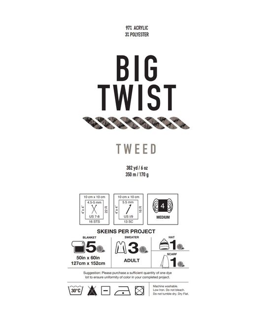 Tweed 350yds Worsted Acrylic Blend Yarn by Big Twist, , hi-res, image 2