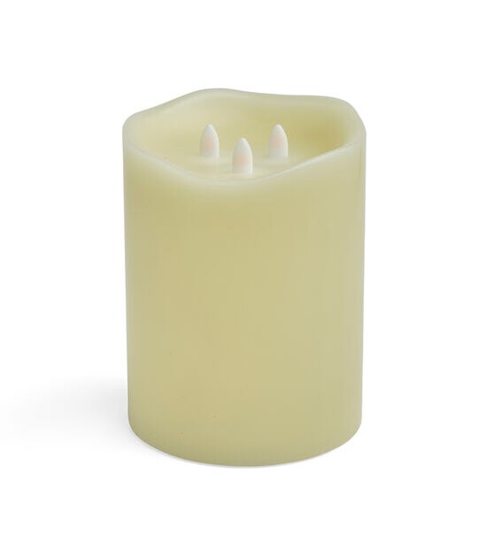 6" LED Ivory Aurora Flame Wave Edge Pillar Candles by Hudson 43, , hi-res, image 3