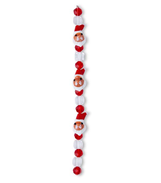 7" Christmas Red Santa Claus Glass Strung Beads by hildie & jo, , hi-res, image 2