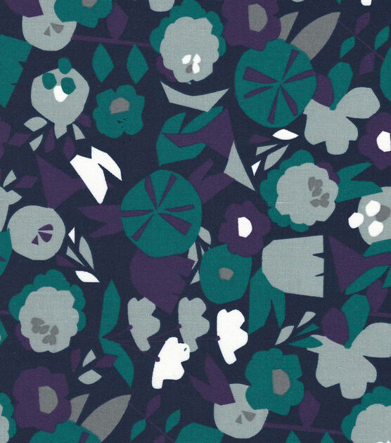 Grape & Gray Abstract Floral Quilt Cotton Fabric by Quilter's Showcase