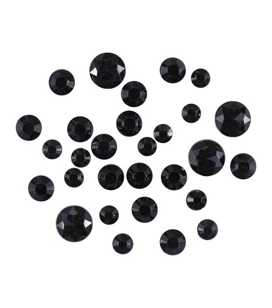 230ct Black Assorted Round Plastic Rhinestones by hildie & jo, , hi-res, image 2
