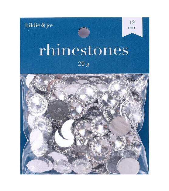 12mm Plastic Crystal Flat Back Rhinestones 120ct by hildie & jo