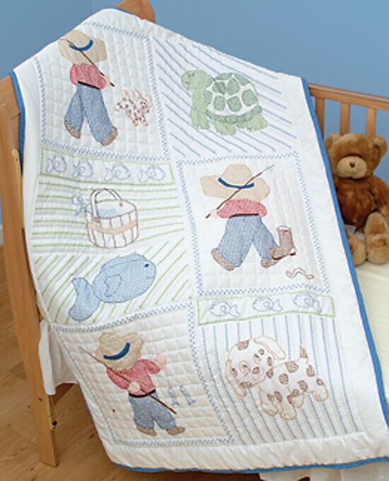 Jack Dempsey 40" x 60" Little Boy Stamped Crib Quilt Top