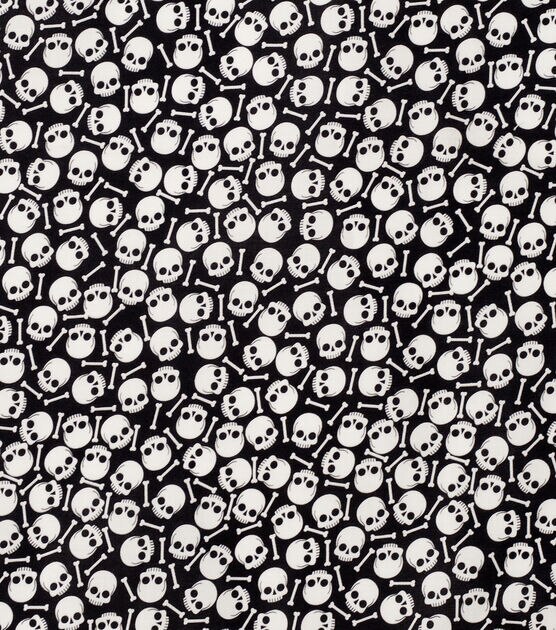 Mini Tossed Skulls & Bones Halloween Cotton Fabric, , hi-res, image 1