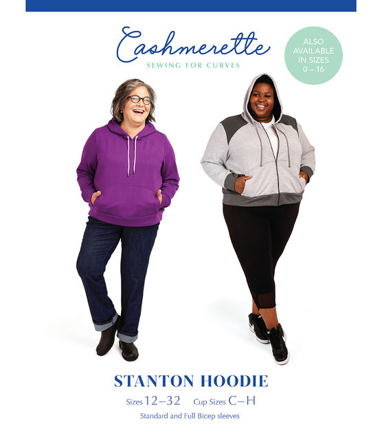 Cashmerette Size 12 to 32 Women's Stanton Hoodie Sewing Pattern