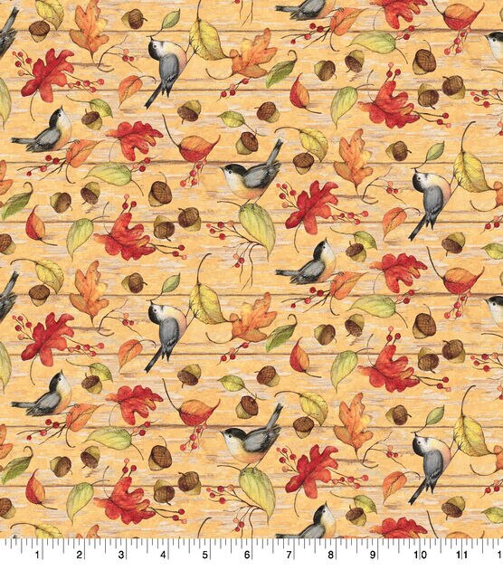 Fall Acorns & Leaves Harvest Cotton Fabric