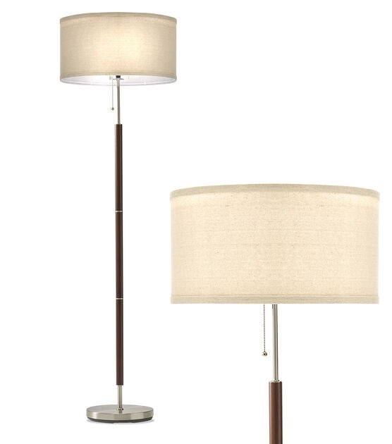 Brightech Carter LED Floor Lamp - Walnut Brown