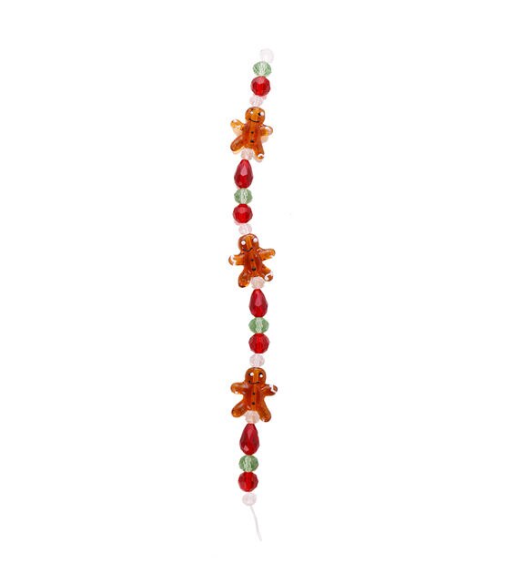 7" Christmas Glass Gingersnap Man Bead Strand by hildie & jo, , hi-res, image 3