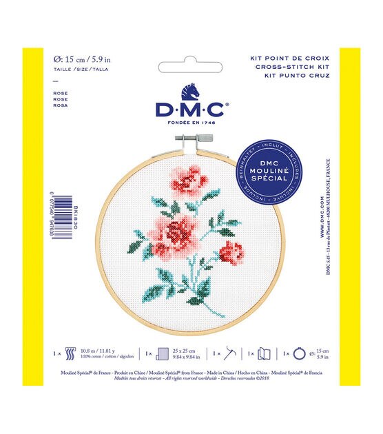 DMC 6" Rose Counted Cross Stitch Kit