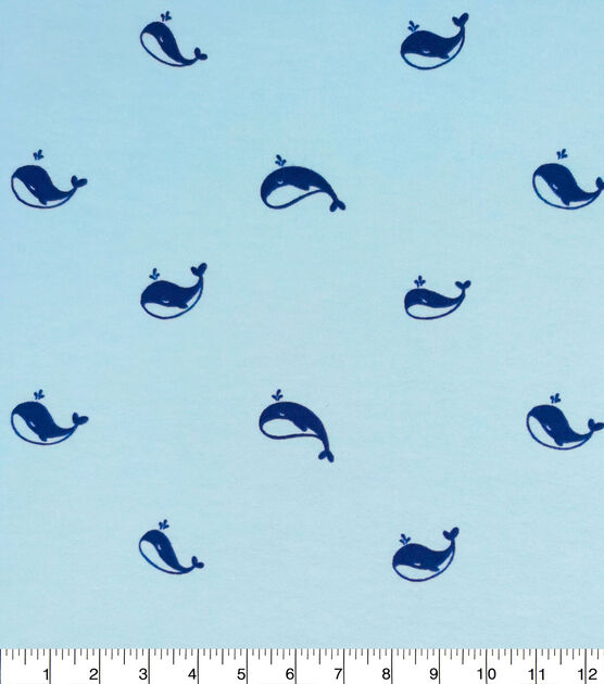 Tiny Whales Nursery Flannel Fabric by Lil' POP!, , hi-res, image 3