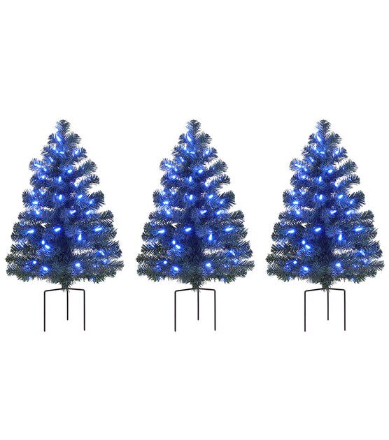 Mr. Christmas 2.5' Pre Lit Alexa Enabled Pathway Christmas Trees 3ct, , hi-res, image 4