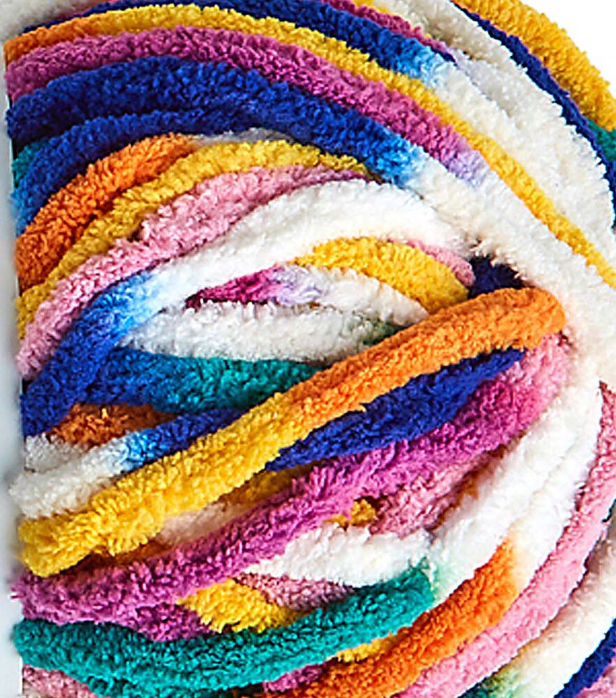 Plush 153yds Super Bulky Polyester Yarn by Big Twist, Tutti Frutti, swatch, image 15