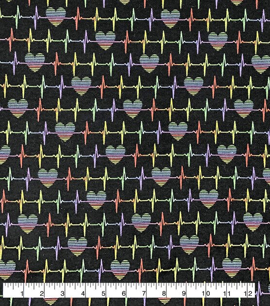 Heart Beat Rainbow Super Snuggle Flannel Fabric, , hi-res, image 1