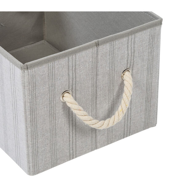 Honey Can Do 14.5" Gray Striped Fabric Storage Bins With Handles 3pk, , hi-res, image 8