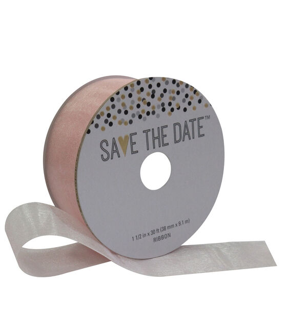 Save the Date 1.5" X 30' Pink Sheer Ribbon