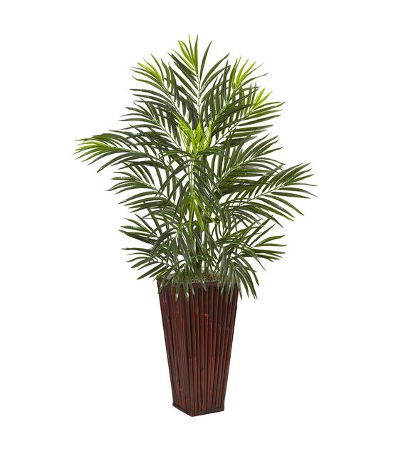 Nearly Natural Areca Artificial Palm in Bamboo Planter, , hi-res, image 1