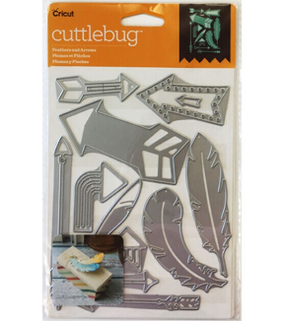Cricut 5" x 7" Cuttlebug Feathers & Arrows Cut & Emboss Dies 12ct