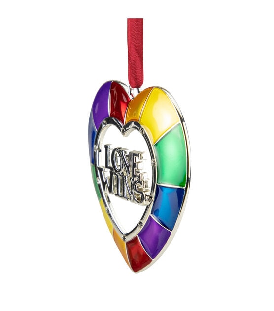 Northlight 3" Faceted Love Wins Pride Heart Christmas Ornament, , hi-res, image 3