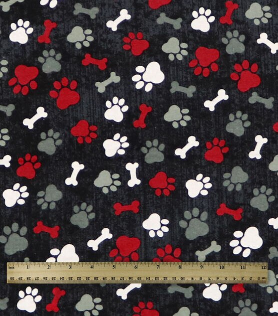 Paws & Bones Tossed Super Snuggle Flannel Fabric, , hi-res, image 3
