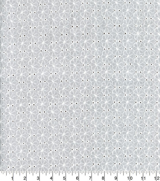 Ivory Flower Cotton Eyelet Fabric, , hi-res, image 2
