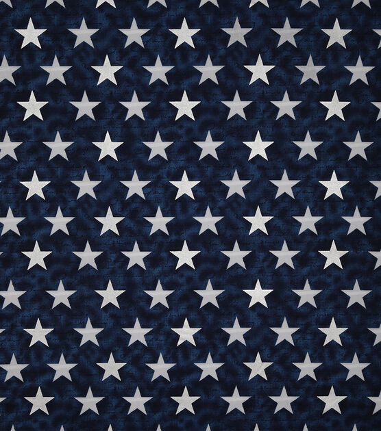 Decor Star on Blue Foil Patriotic Cotton Fabric, , hi-res, image 2