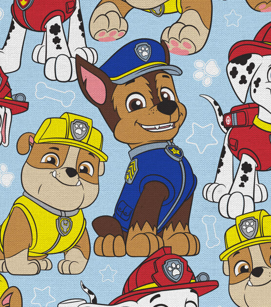 Nick Junior Paw Patrol Cotton Fabric 44" Packed on Blue
