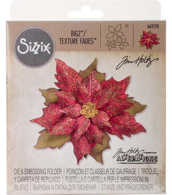 Sizzix Die & Texture Fades Embossing Folder Layered Tattered Poinsettia