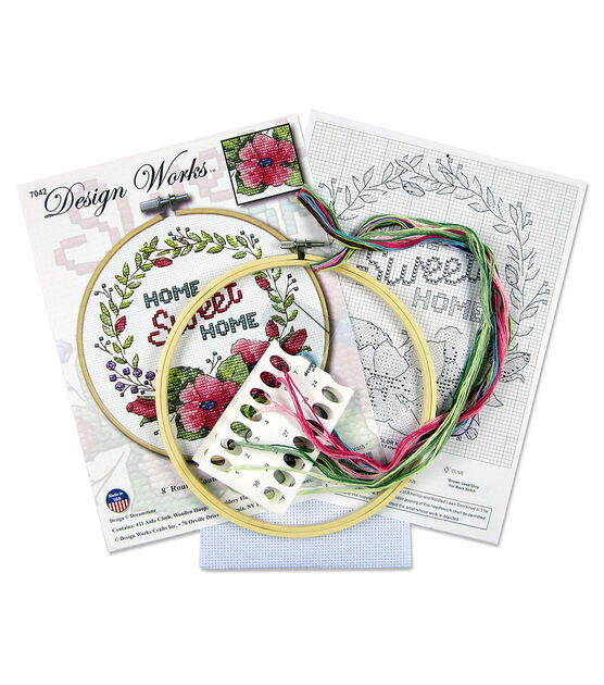 Design Works 8" Home Sweet Home Round Counted Cross Stitch Kit, , hi-res, image 3