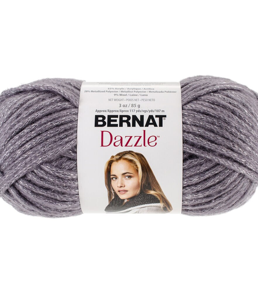 Bernat Dazzle 117yds Bulky Acrylic Yarn, Silver Smoke, swatch