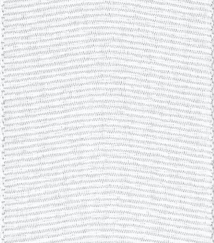 Offray 1.5" x 9' Grosgrain Glitz Metallic Woven Ribbon, White, swatch