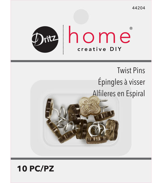 Dritz Home Twist Pins with Decorative Heads, 10 pc, Smoke Tint