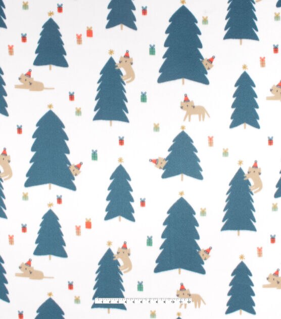 Cats In Christmas Trees Blizzard Prints Fleece Fabric, , hi-res, image 4