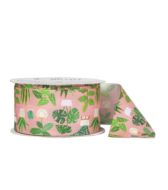 Offray 1.5" Potted Palms Single Faced Satin Ribbon