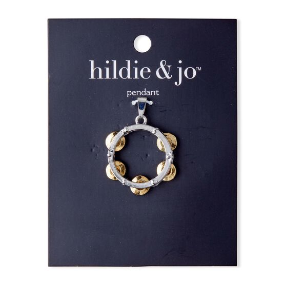 Silver & Gold Metal Tambourine Pendant by hildie & jo, , hi-res, image 1