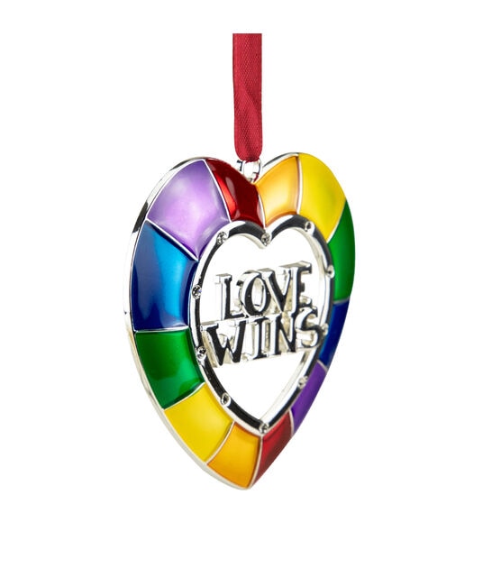 Northlight 3" Faceted Love Wins Pride Heart Christmas Ornament, , hi-res, image 2