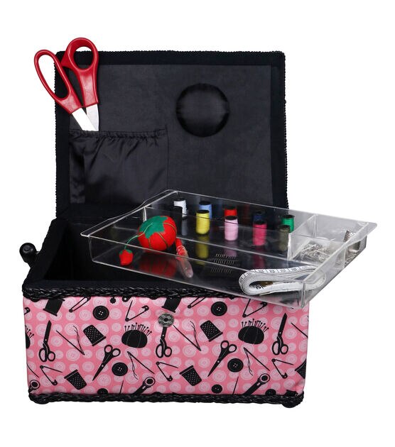 SINGER Pink & Black Sewing Basket, , hi-res, image 2