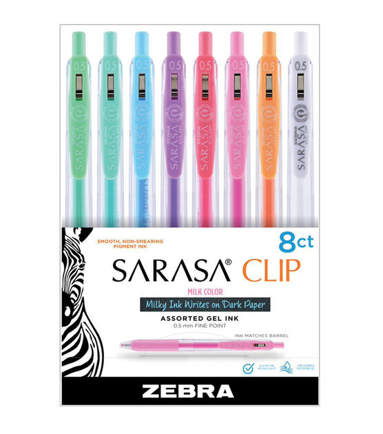 Zebra Sarasa Clip 0.5mm Gel Pens 8 Pkg