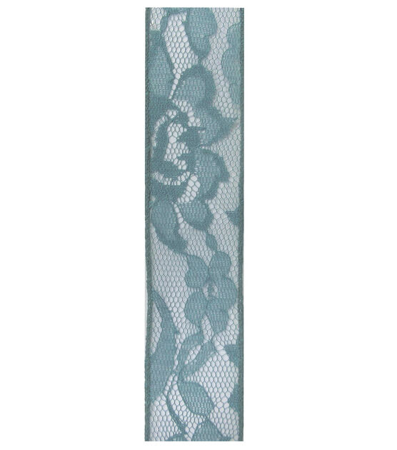 Decorative Ribbon 1.5''x15' Lace Ribbon Teal, , hi-res, image 2