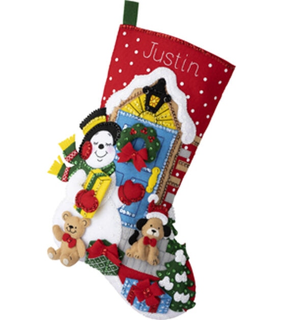 Bucilla 18" Snowman Deliveries Felt Stocking Kit