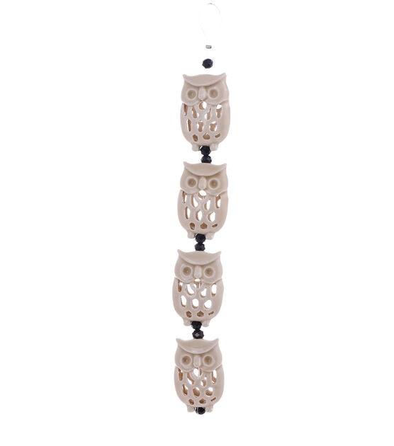 7" Ivory Ceramic Owl Strung Beads by hildie & jo, , hi-res, image 3