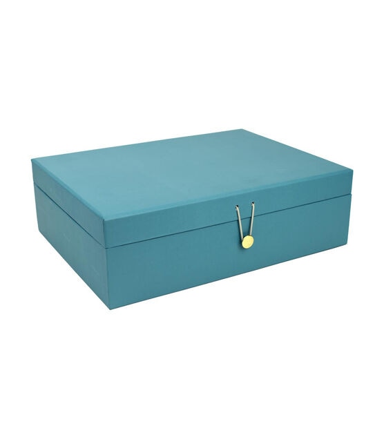 12.5" Blue Pantone Rectangle Box With Button Closure by Place & Time