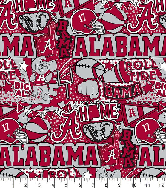 Alabama Crimson Tide Cotton Fabric Pop Art, , hi-res, image 1