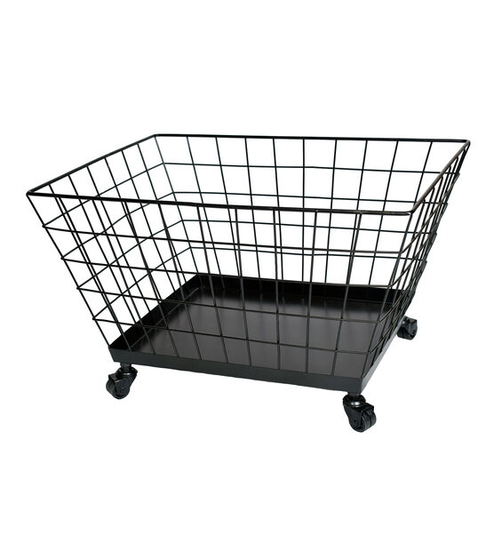 20" x 14" Black Wire Basket With Wheels by Hudson 43