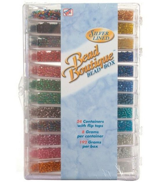 7oz Multi Silver Lined Seed Bead Box Set by hildie & jo