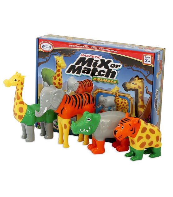 Popular Playthings 16ct Magnetic Mix or Match Animals Construction Set