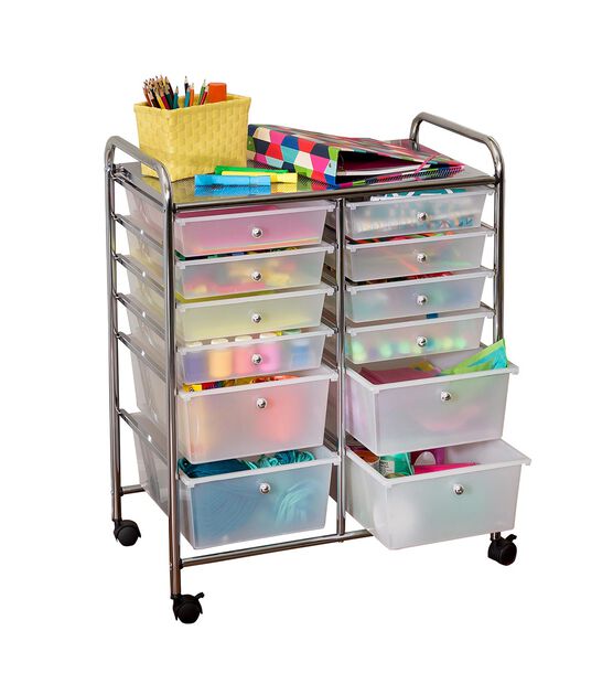 15" x 32" Rolling Metal Storage Cart With 12 Drawers by Top Notch, , hi-res, image 5