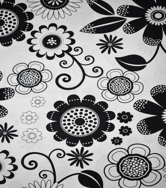 Black Floral on White Quilt Cotton Fabric by Keepsake Calico