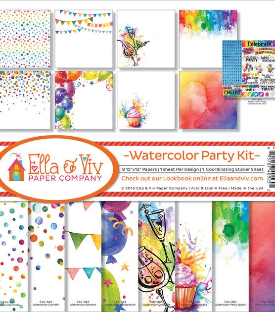 Ella & Viv Collection Kit 12"X12" Watercolor Party, , hi-res, image 2